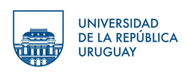 logo con fachada de la universidad de la republica uruguay y texto con esa inscripcion